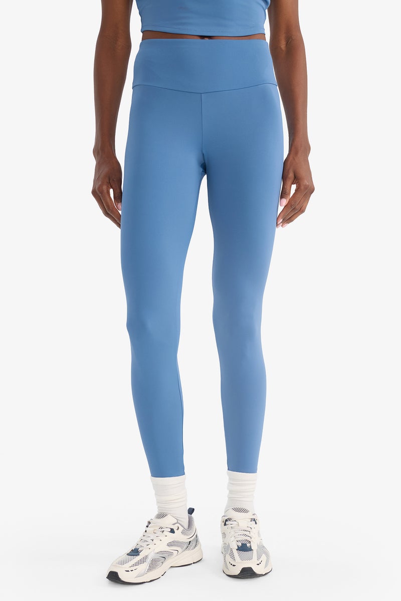 DeFacto Blue Woman High Waist Ankle Length Printed Leggings Casual - Image 4
